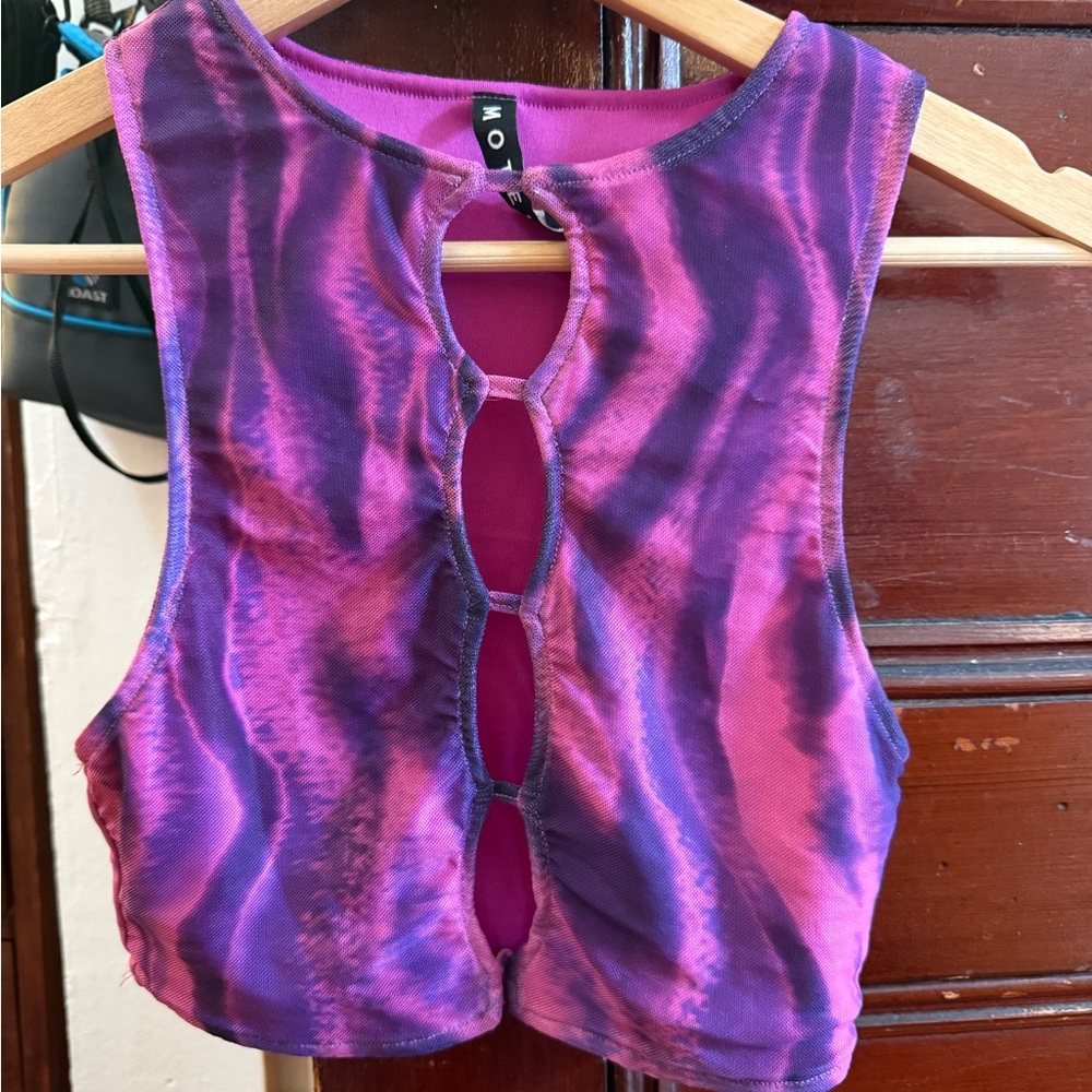 Motel Rocks Purple and Pink crop Top